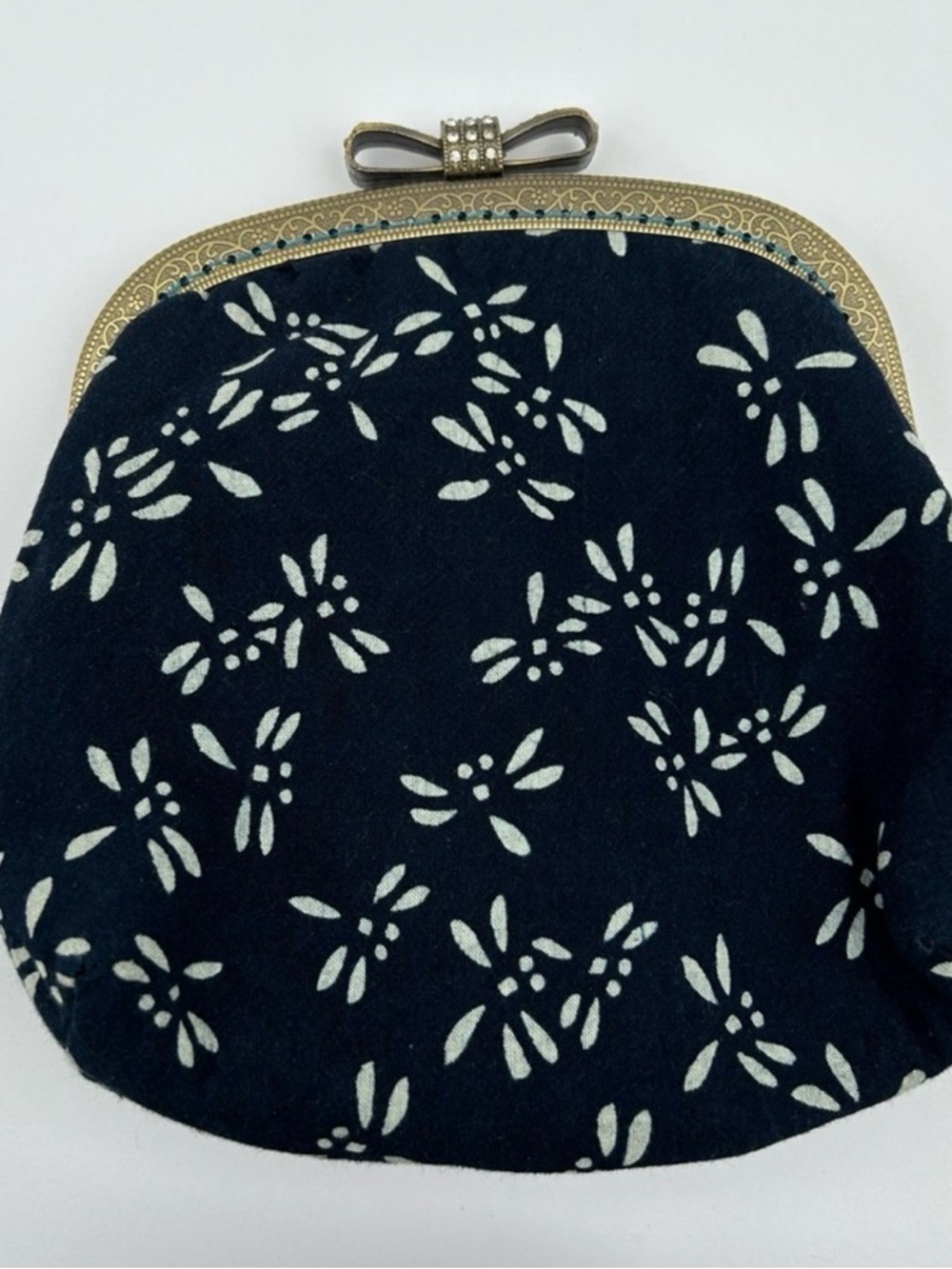 Vintage Navy Floral Clutch Purse